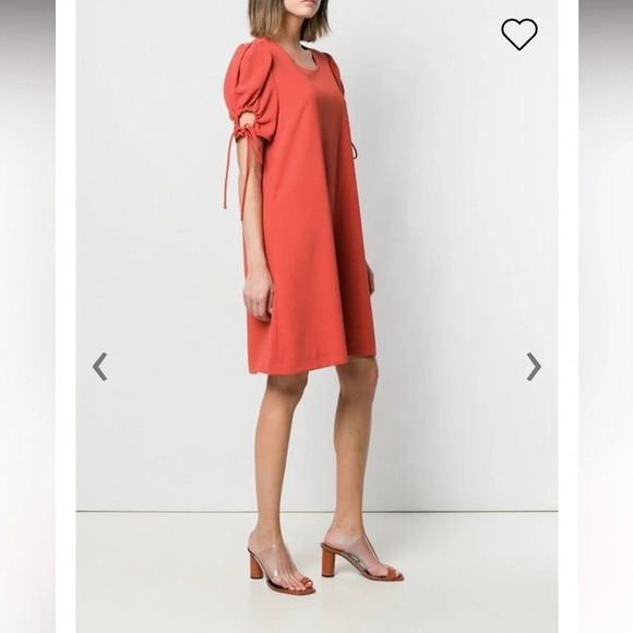 See By Chloé Peppery Red Keyhole Sleeve Dress Size US 4 French 36 - Picture 2 of 14
